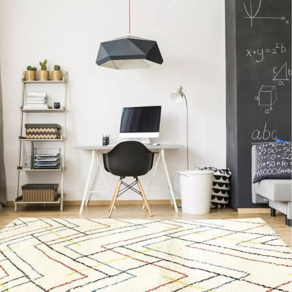 Tapis scandinave shaggy géométrique crème Novak